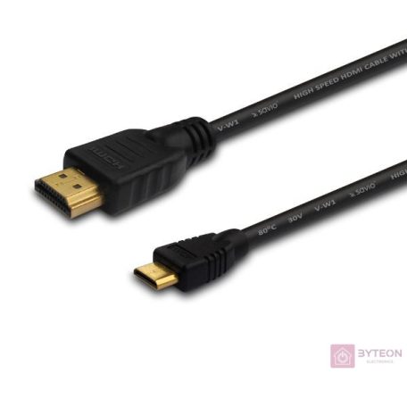 Savio CL-09 HDMI kábel 1,5 M HDMI A-típus (Standard) HDMI Type C (Mini) Fekete