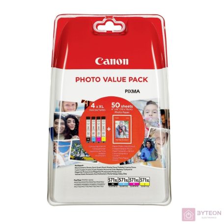 Canon CLI-571XL tintapatron Eredeti Standard teljesítmény Fekete, Cián, Magenta, Sárga