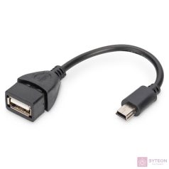   Digitus USB 2.0 OTG 0.2m USB kábel 0,2 M Mini-USB B USB A Fekete
