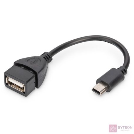 Digitus USB 2.0 OTG 0.2m USB kábel 0,2 M Mini-USB B USB A Fekete
