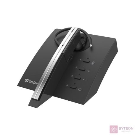 Sandberg 126-25 fejhallgató és headset Vezeték nélküli Fülre akasztható Iroda/telefonos ügyfélközpont Bluetooth Dokkoló Fekete, Szürke
