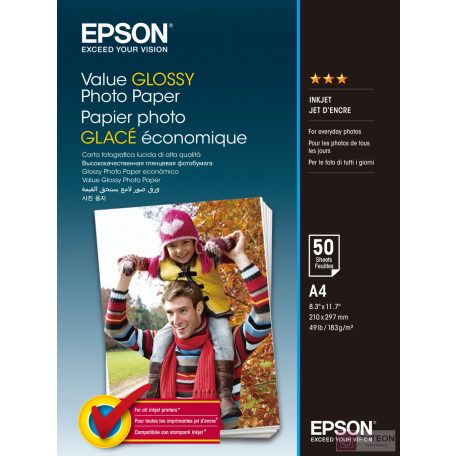 Epson Value Glossy Photo Paper fotópapír A4 Többszínű Fényes