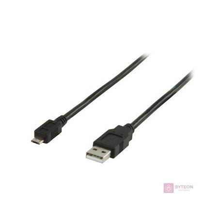 Valueline 0.5m, USB 2.0, USB A - Micro B USB kábel 0,5 M Micro-USB B Fekete