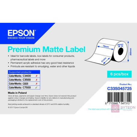 Epson Premium Matte Label Fehér Matt