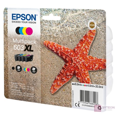 Epson C13T03A64010 tintapatron 1 dB Eredeti Nagy (XL) kapacitású Fekete, Cián, Magenta, Sárga