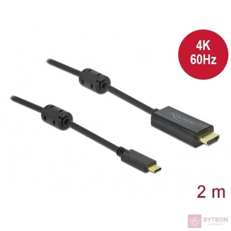 DeLOCK 85970 video átalakító kábel 2 M USB C-típus HDMI Fekete