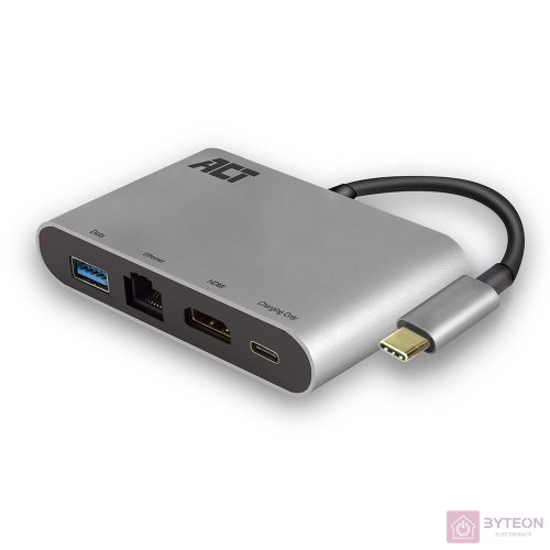 ACT AC7040 dokkoló állomás és port replikátor Vezetékes USB 3.2 Gen 1 (3.1 Gen 1) Type-C Szürke