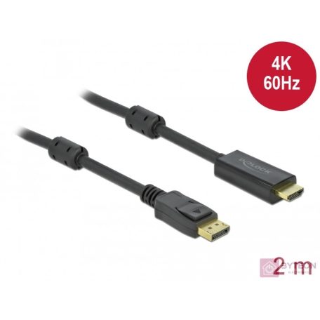 DeLOCK 85956 video átalakító kábel 2 M HDMI A-típus (Standard) DisplayPort Fekete