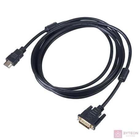 Akyga AK-AV-13 video átalakító kábel 3 M DVI-D HDMI A-típus (Standard) Fekete, Arany