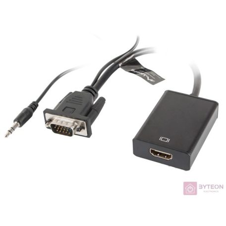Lanberg AD-0021-BK video átalakító kábel 0,2 M HDMI A-típus (Standard) VGA (D-Sub) Fekete