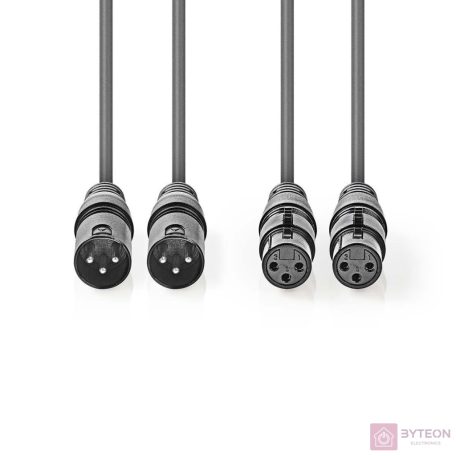 Nedis COTH15030GY30 audio kábel 3 M 2 x XLR (3-pin) Szürke
