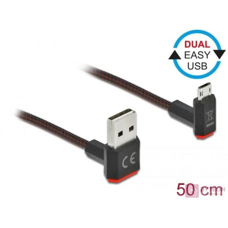 DeLOCK 85265 USB kábel 0,5 M USB 2.0 USB A Micro-USB B Fekete