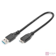   Digitus AK-300117-003-S USB kábel 0,25 M USB 3.2 Gen 1 (3.1 Gen 1) USB A Micro-USB B Fekete