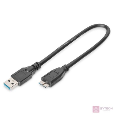 Digitus AK-300117-003-S USB kábel 0,25 M USB 3.2 Gen 1 (3.1 Gen 1) USB A Micro-USB B Fekete