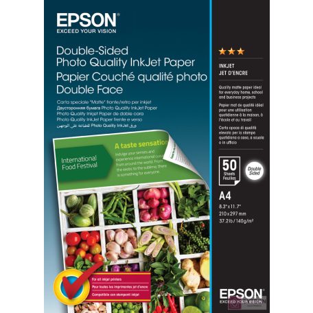 Epson Double-Sided Photo Quality Inkjet nyomtatópapír A4 (210x297 mm) Matt 50 lapok
