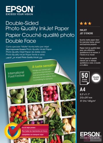 Epson Double-Sided Photo Quality Inkjet nyomtatópapír A4 (210x297 mm) Matt 50 lapok