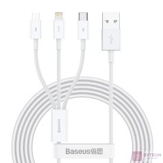   Baseus Superior USB kábel 1,5 M USB 2.0 USB A USB C.Micro USB A/Lightning Fehér