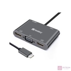 Sandberg USB-C Dock 2xHDMI+1xVGA+USB+PD