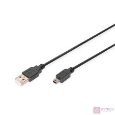   Digitus AK-300130-010-S USB kábel 1 M USB 2.0 USB A Mini-USB B Fekete