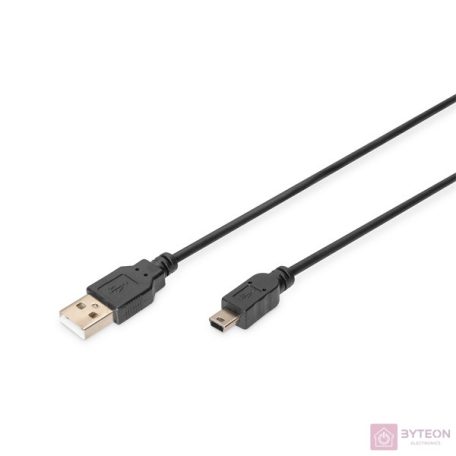 Digitus AK-300130-010-S USB kábel 1 M USB 2.0 USB A Mini-USB B Fekete