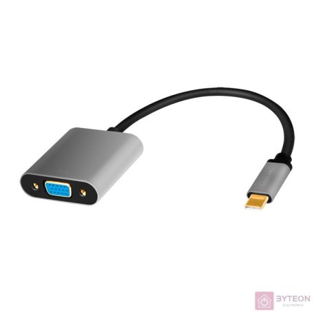 LogiLink CUA0104 video átalakító kábel 0,15 M USB C-típus VGA (D-Sub) Fekete, Szürke