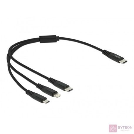 DeLOCK 87148 USB kábel 0,3 M USB 2.0 USB C USB C/Micro-USB B/Lightning Fekete