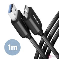   Axagon BUMM3-AM10AB USB kábel 1 M USB 3.2 Gen 1 (3.1 Gen 1) Micro-USB B USB A Fekete
