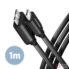   Axagon BUMM3-CM10AB USB kábel 1 M USB 3.2 Gen 1 (3.1 Gen 1) Micro-USB B USB C Fekete