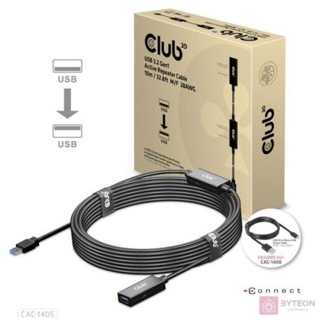 CLUB3D CAC-1405 USB kábel 10 M USB 3.2 Gen 2 (3.1 Gen 2) USB A Fekete