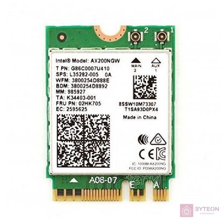 Intel Wi-Fi 6 AX200 (Gig+) Belső WLAN 2400 Mbit/s