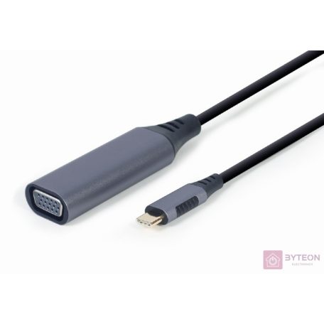 Gembird A-USB3C-VGA-01 video átalakító kábel 0,15 M USB C-típus VGA (D-Sub) Fekete, Szürke