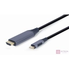   Gembird CC-USB3C-HDMI-01-6 video átalakító kábel 1,8 M USB C-típus HDMI A-típus (Standard) Fekete, Szürke