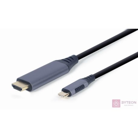 Gembird CC-USB3C-HDMI-01-6 video átalakító kábel 1,8 M USB C-típus HDMI A-típus (Standard) Fekete, Szürke