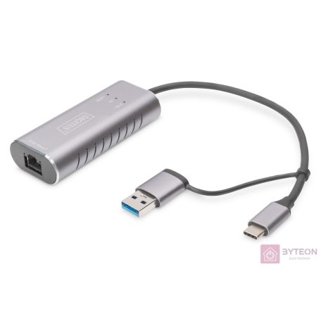 Digitus DN-3028 csatlakozó átlakító USB-C USB 3.1 RJ-45 Szürke