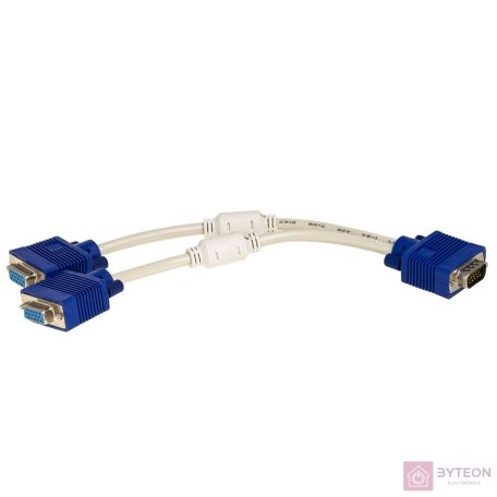 Akyga AK ad 20 VGA cavo adattatore Y maschio 2 X femmina, Blu VGAx2 Fehér