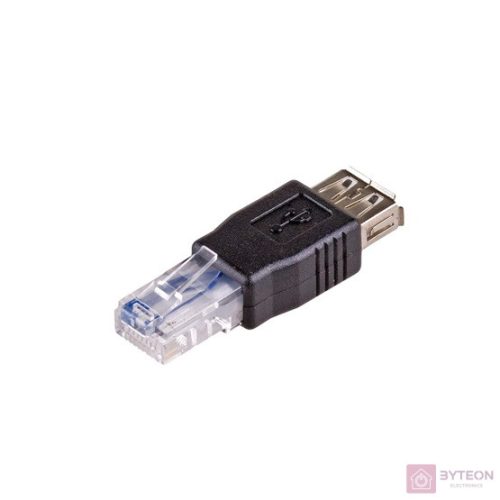 Akyga AK-AD-27 csatlakozó átlakító RJ45 USB 2.0 type A Fekete