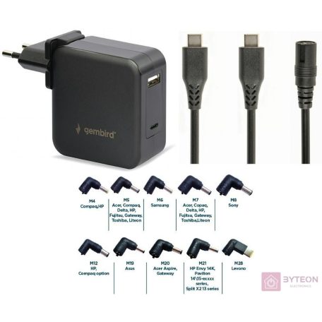 Gembird NPA-PD60-01 mobiltelefon töltő Fekete Beltéri