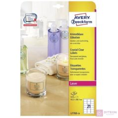   Etikett AVERY L7782-25 63,5x38,1mm víztiszta átlátszó 525 címke/doboz 25 ív/doboz
