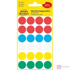   Etikett AVERY 3089 öntapadó jelölőpont vegyes 5 szín 18 mm 96 jelölőpont/csomag