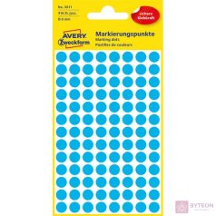 Etikett AVERY 3011 jelölőpont 8mm kék 416 db/csomag