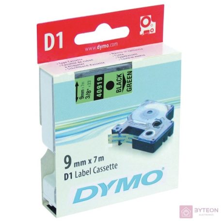 Feliratozó szalag DYMO D1 40919 9mmx7m zöldön fekete