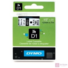 Feliratozó szalag DYMO D1 45013 12mmx7m fehéren fekete