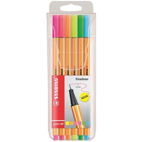 Tűfilc STABILO Point 88 neon 6db-os készlet