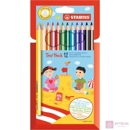 Színes ceruza STABILO Trio thick háromszögletű vastag 12 db/készlet