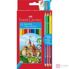   Színes ceruza FABER-CASTELL hatszögletű 12 db/készlet+ 3 db kétvégű ceruza
