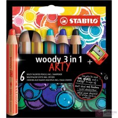   Színes ceruza STABILO Woody 3in1 hengeres vastag 6 db/készlet