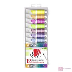 Tempera ICO Süni metál és neon színek 12 db-os 12 ml