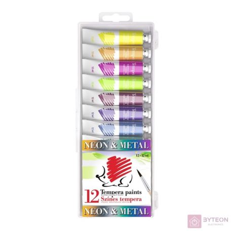 Tempera ICO Süni metál és neon színek 12 db-os 12 ml
