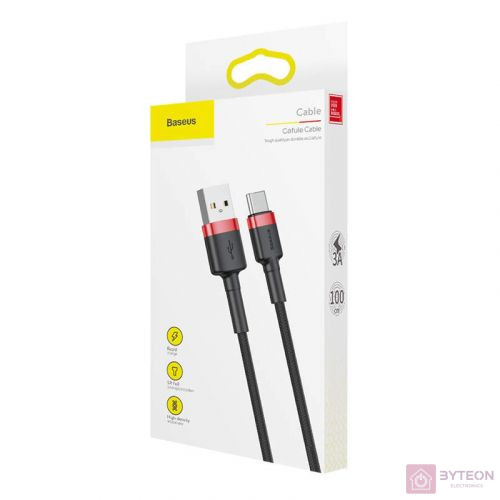 USB-USB-C kábel Baseus Cafule 3A 1m (piros-fekete)