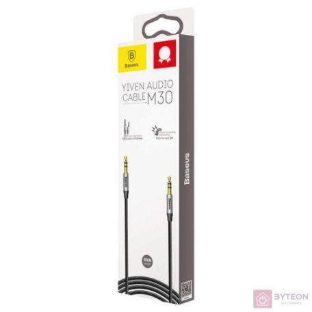 3,5 mm-es mini jack audiokábel AUX Baseus Yiven 1m (fekete és ezüst)